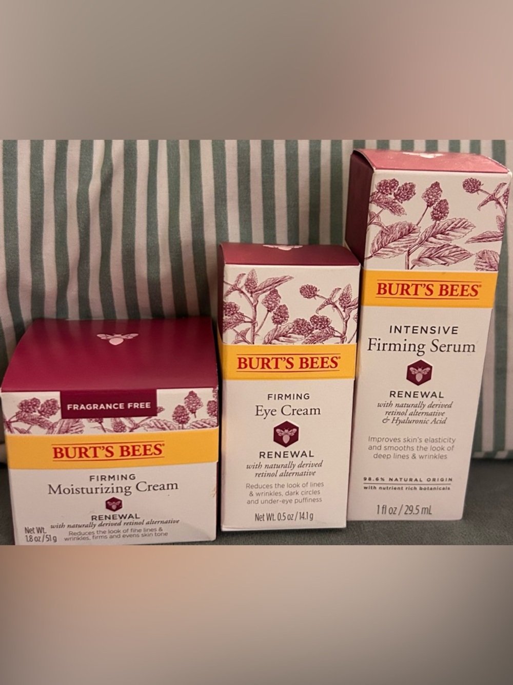 Burt’s Bees Renewal Firming Bundle | Eye Cream + Moisturizer + Serum | NEW